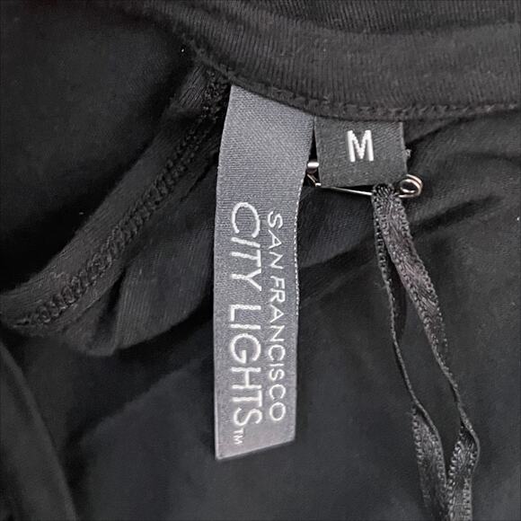 San Francisco City Lights Soft Drape Neck Tee T-Shirt in Black Size Medium NEW - Picture 6 of 8